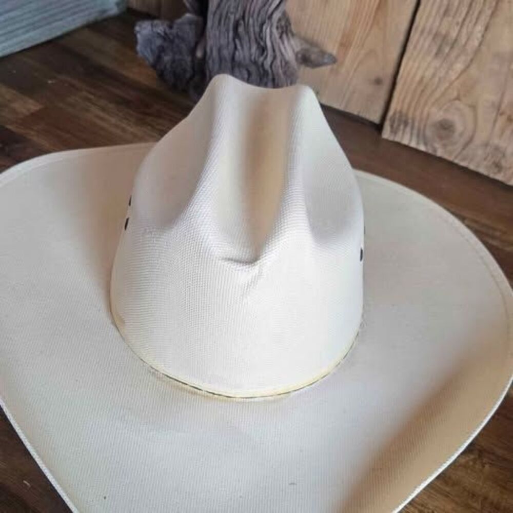 TGH Quality Hats White Western Cowboy Hat Size M Missing Hat Band Wide Brim